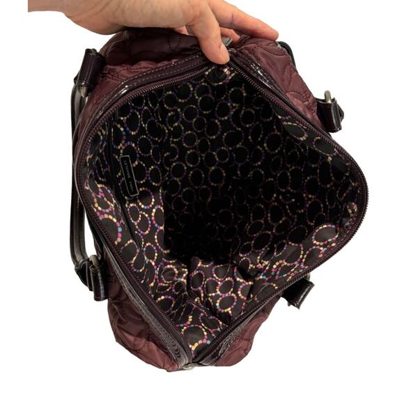 Women's Vera Bradley Quilted Burgundy Patent Leather Duffle Doctor Bag, GUC - Picture 5 of 9